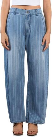 Wash Lab Denim Sweetheart Stripe Barrel Leg Jeans in Washed Tide Stripe at Nordstrom, Size 34