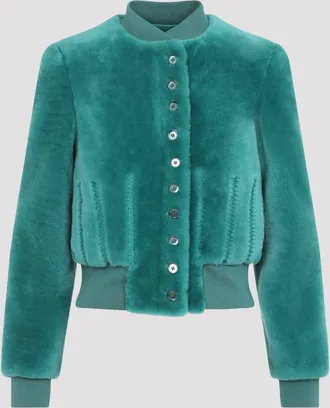 Alexander McQueen Alexander Mcqueen cropped bomberjack van schapenvacht