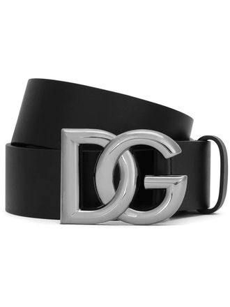 Dolce & Gabbana Leather Belt With Dg Logo Buckle