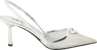 Prada Pumps, female, Gray, Size: 7 1/2 US Mesh Pointed-Toe Pump