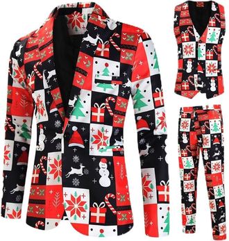Generic 3 Piece Suit for Men Christmas Suits One Button Slim Fit Suit