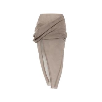 Rick Owens Midi Skirts, female, Gray, Size: XS Draped Midi Skirt