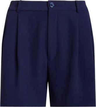 Ralph Lauren Geplooide Georgette Shorts - Dames - Bermuda - Blauw - M - Polyester - Korte Broeken