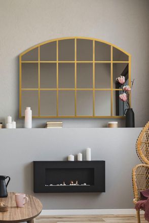 MirrorOutlet Gold Framed Arched Wall Over Mantle Mirror 35 X 26 (90CM X 65CM) | Size: 1 Pack