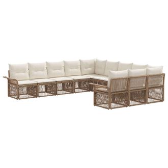 vidaXL Conjunto De Sof&aacute;s De Jard&iacute;n 11 Pcs Beige Rat&aacute;n Sint&eacute;tico Vidaxl