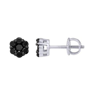 LuvMyJewelry Obsidian 0.35 Cts Black Diamond Cluster Studs 10K Gold Earrings