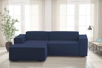 Talamo Italia Talamo Italia - Sof&aacute; Fijo Daniela, Gran Sof&aacute; Modular De 2 Plazas Pen&iacute;nsula Izquierda, 100% Made In Italy, Sof&aacute; Moderno En Tela, Cm 240x170h70, Azul, C