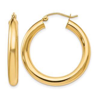 Diamond2Deal 14K Yellow Gold Lightweight Round Hoop Earrings