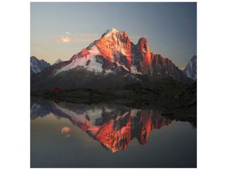 Schubiger M&ouml;bel Digitaldruck auf Glas Bergpanorama mit See in Abendstimmung