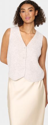 Saint Tropez Strickweste SAINT TROPEZ XenyaSZ Vest, Damen, Gr. XXL, crystal gray melange, Strick, Obermaterial: 100% Polyester, meliert, taillenlang, V-Ausschnitt,