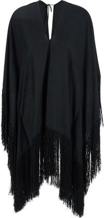 Taller Marmo Black Kaftan With V Neck And Scarf Detail In Viscose Blend Woman