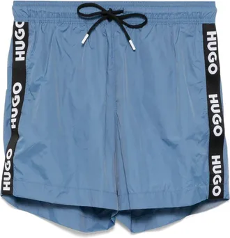 HUGO BOSS logo trim swim shorts - men - Polyamide/Polyester - M - Blue