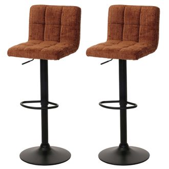 Hhg [nunca Usado] Lote De 2 Taburetes De Bar Hhg-847, Taburete De Barra Taburete Giratorio Regulable En Altura, Tejido De Chenilla (465 G/m&sup2;) Mvg, Terraco