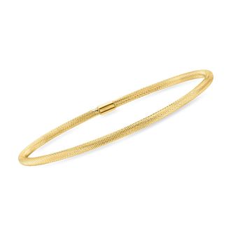Ross-Simons Italian 14kt Yellow Gold Textured Bangle Bracelet