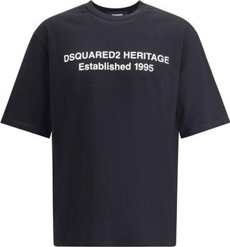 Dsquared2 Mens Heritage Graphic Tee - Black Cotton - Size X-Large