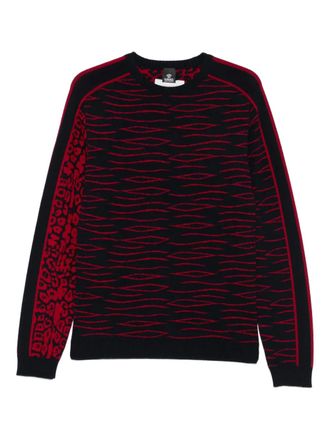 Versace 2000s wave-print sweater - men - Merino - M - Blue