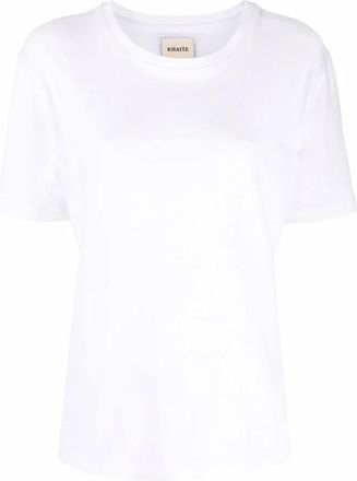 Khaite Mae Logo-Appliqu&eacute; T-shirt - Dames - T-shirts - Wit - L - Katoen - Tops