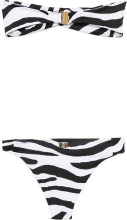 Balmain Womens Zebra-Print Bandeau Bikini Ss26 W