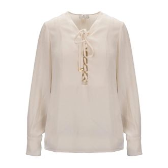 Elisabetta Franchi Blusa con Lazos Delanteros - Blouses & Shirts - Mujer - Beige - L