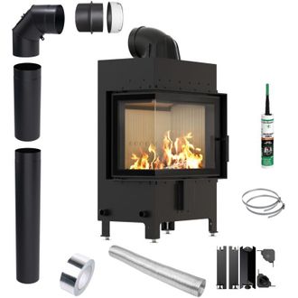 Kratki LUCY Kamineinsatz links 12 kW &Oslash; 200 &Ouml;kodesign Montagesatz