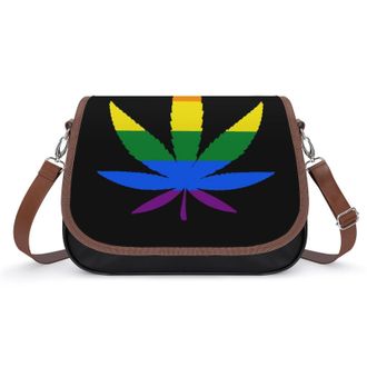 Generic LGBT Weed Gay Proud Womens Crossbody Bag Fashion Shoulder Handbags Message Tote Bag with Adjustable Strap