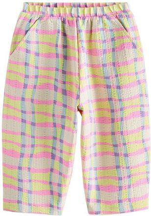 Next Kids Crinkled Wide Leg Stretch Cotton Pants in Pink/yellow at Nordstrom, Size 18-24M