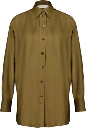 Zimmermann Zijden Olijfgroene Button-Up Shirt - Dames - Overhemden - Groen - L - Overhemden