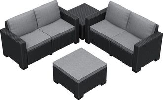 Keter California Double 2 Seater Outdoor Garden Furniture Lounge Set - Graphite