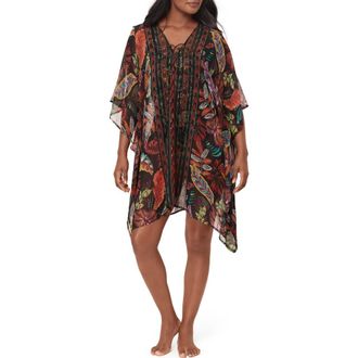 Miraclesuit Pluma Orla Metallic Caftan in Black/Multi at Nordstrom