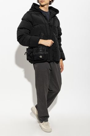 Stone Island Down Jacket With Hood, Mens, Black