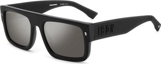 Dsquared2 Iconische zonnebril met metalen noppen - unisex - Zonnebrillen - Zwart - 56 MM - Accessoires