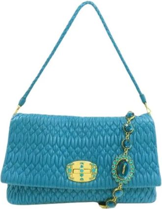 Miu Miu Pre-owned Shoulder Bag - Dames - Vintage Schoudertas - Blauw - ONE Size - Leer - Vintage