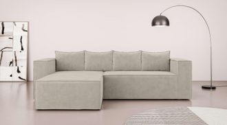 HOME AFFAIRE Ecksofa »LINCOLNVILLE mit Bettfunktion und Bettkasten, Masse B/H/T 244/76/150 cm« L-Form mit Wellenunterfederung, Recamiere beidseitig montierbar
