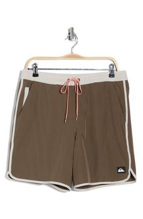 Quiksilver Sunsetter Scalloped Hem Volley Board Shorts in Canteent at Nordstrom Rack, Size X-Large