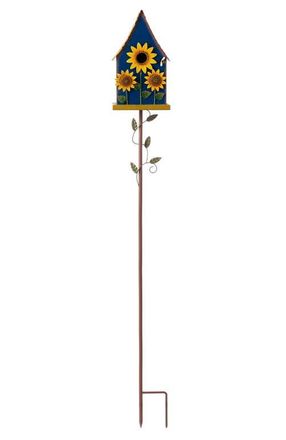 Glitzhome 52H Metal Daisy Decorative Garden Birdhouse with Stake in Blue at Nordstrom, Size Large