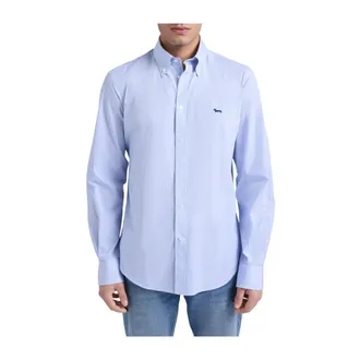 Harmont & Blaine Casual Shirts, male, Blue, Size: 2XL Micro-Stripe Button-Down Shirt