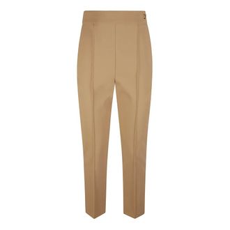 Elisabetta Franchi Pantalon van technische stof - Dames - Broeken - Beige - Maat: S Leer