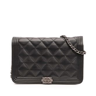Chanel Jongen Flap Tas Gemaakt van Gequilt Leer