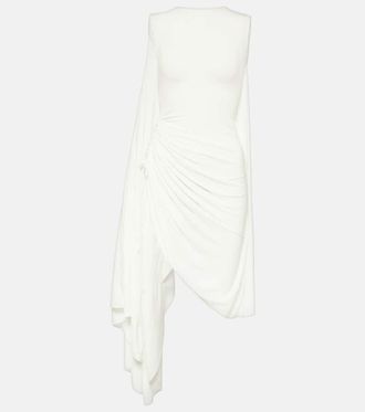Alaia Ala&iuml;a Asymmetric draped jersey minidress