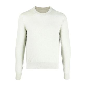 Maison Margiela Cashmere Knitwear, male, Green, Size: XS Cashmere Crew-Neck Jumper in Light Beige