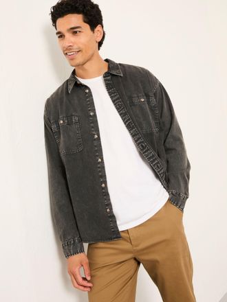 Fat Face FatFace Dark Grey Long Sleeve Relaxed Fit Garment Dye Utility Shirt