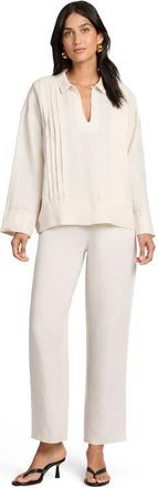 Onia Linen Pintuck Popover Shirt in Natural at Nordstrom, Size X-Small