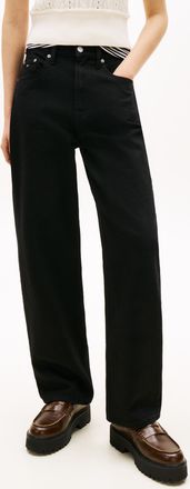 Tommy Jeans Straight-Jeans TOMMY JEANS LAYLA HR SLIM STR, Damen, Gr. 25, L&auml;nge 28, denim schwarz, Denim/Jeans, Obermaterial: 99% Baumwolle, 1% Elasthan, unifarben