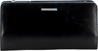 Piquadro Blauwe Vierkante Rfid Portemonnee - Dames - Portefeuilles - Zwart - ONE Size - Leer - Accessoires
