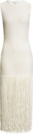 Alaia Fringe Mesh Knit Maxi Dress in Blanc Naturel at Nordstrom, Size 10 Us