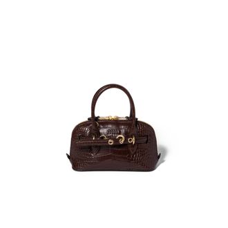 Miu Miu Aventure Crocodile Embossed Calfskin Mini-bag, Woman, Cocoa Brown
