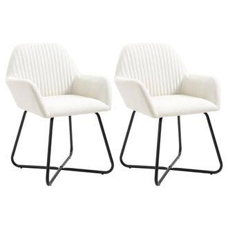 vidaXL Vidaxl - Sillas De Comedor 2 Unidades Tela Color Crema