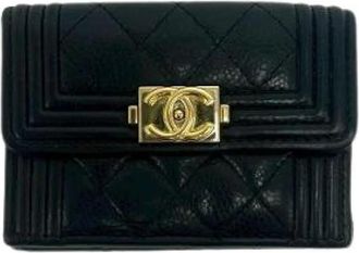 Chanel Pre-owned Boy Chanel Leather Wallet - Dames - Vintage Accessoires - Zwart - ONE Size - Leer - Vintage