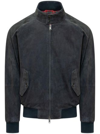 Baracuta G9 Zip-Up Bomber Jacket with Ribbed Cuffs and Flap Pockets