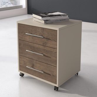 Dmora Cajonera Pisano, 3 Cajones, Con Ruedas, Apertura Deslizante, 43x40x57h Cm Beige